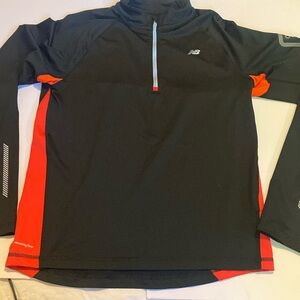 Men’s New Balance lightning dry black & red 1/4 zip reflective running shirt